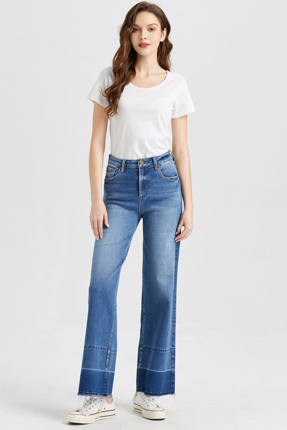 BAYEAS Full Size High Waist Cat's Whisker Wide Leg Jeans