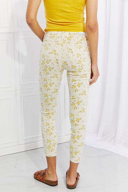 Judy Blue Full Size Golden Meadow Floral Skinny Jeans