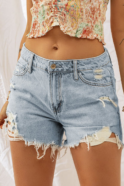 Distressed Denim Shorts