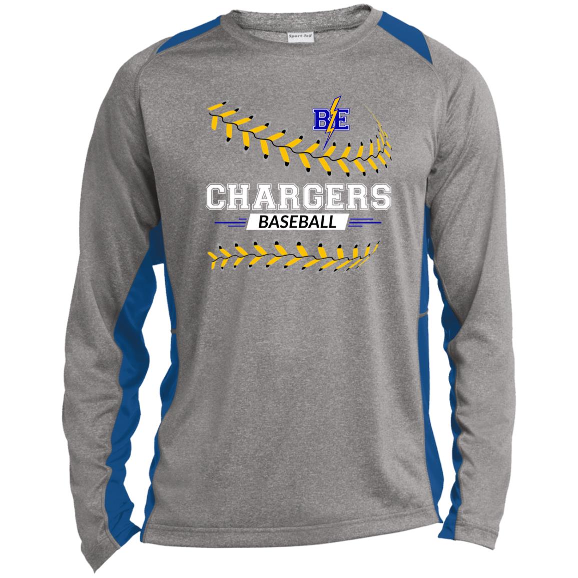 Chargers Baseball - Long Sleeve Heather Colorblock Performance Tee