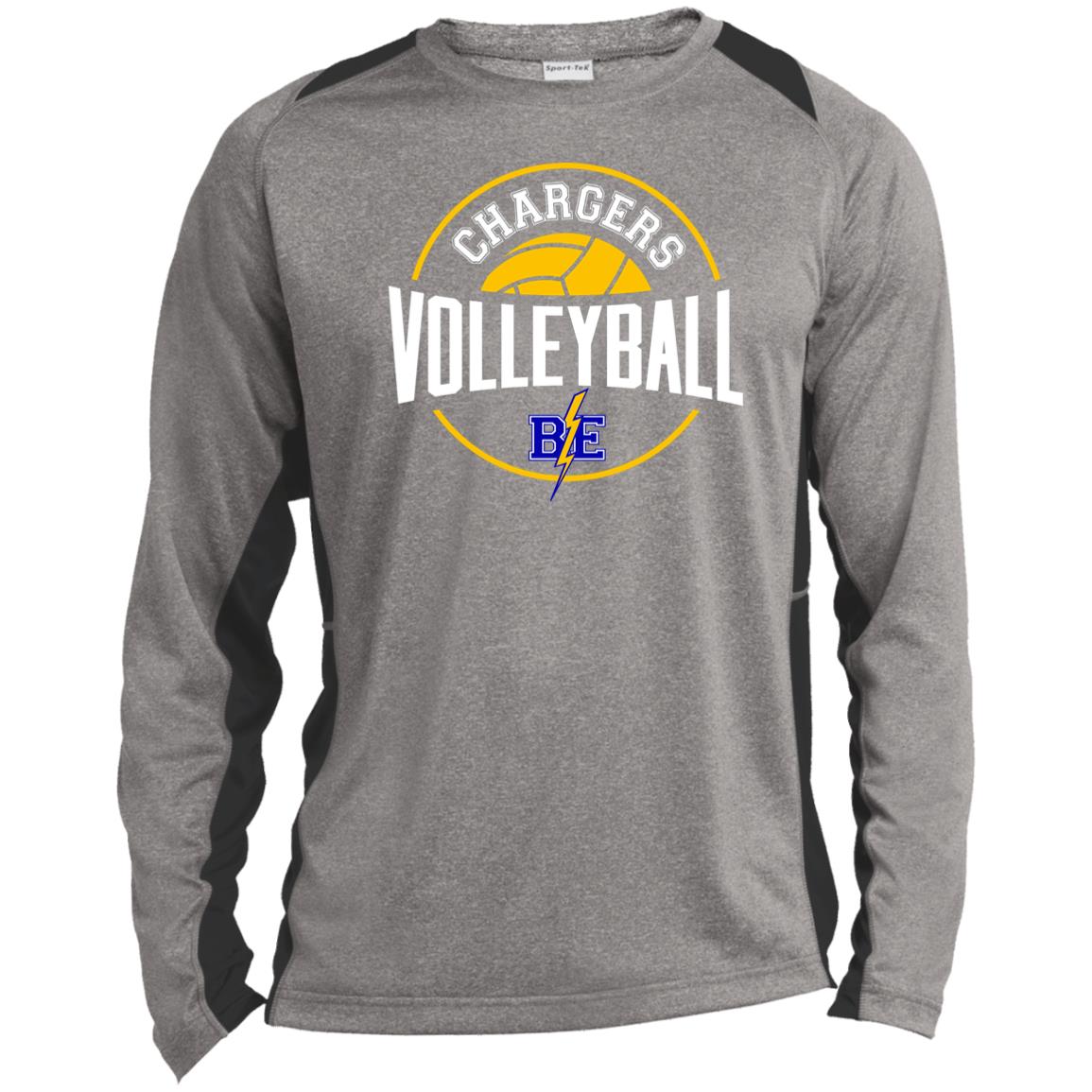 Chargers Volleyball - Long Sleeve Heather Colorblock Performance Tee