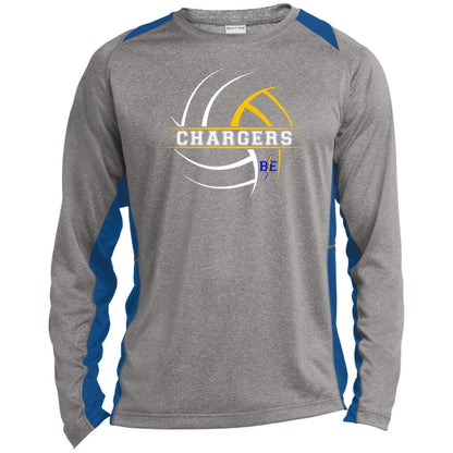 Chargers Volleyball - Long Sleeve Heather Colorblock Performance Tee