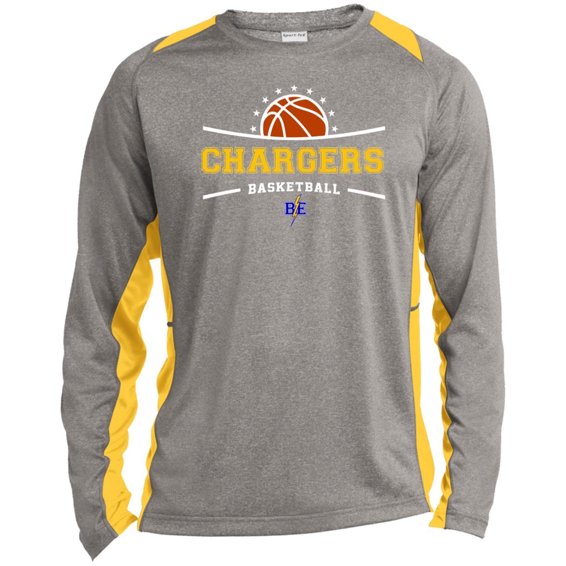 Chargers Basketball - Long Sleeve Heather Colorblock Performance Tee