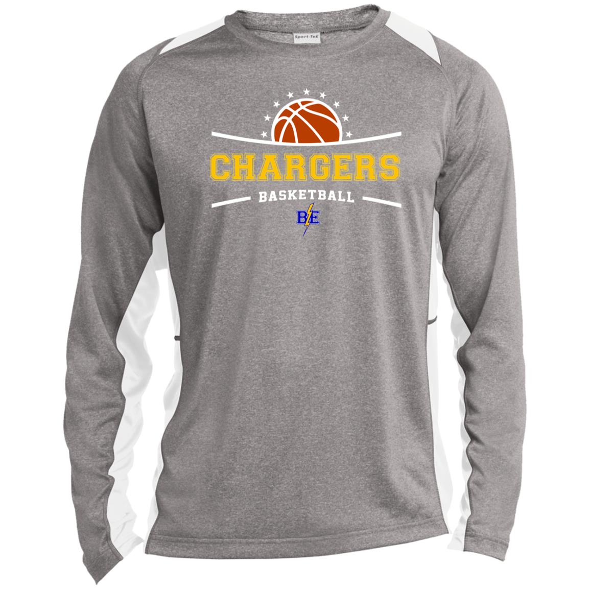 Chargers Basketball - Long Sleeve Heather Colorblock Performance Tee