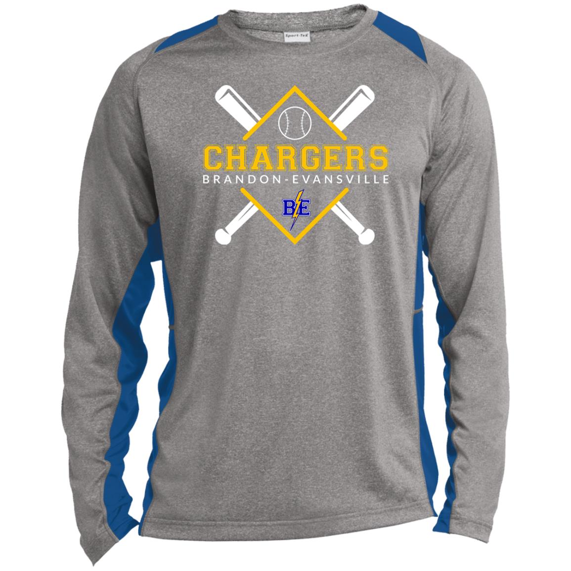 Chargers Softball - Long Sleeve Heather Colorblock Performance Tee