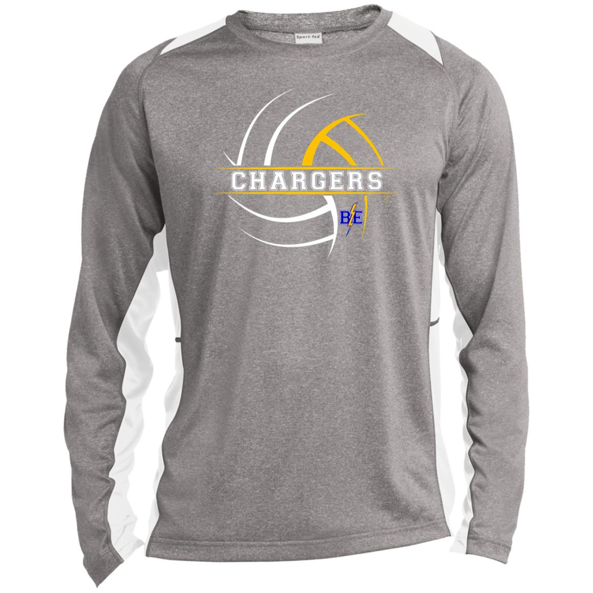 Chargers Volleyball - Long Sleeve Heather Colorblock Performance Tee