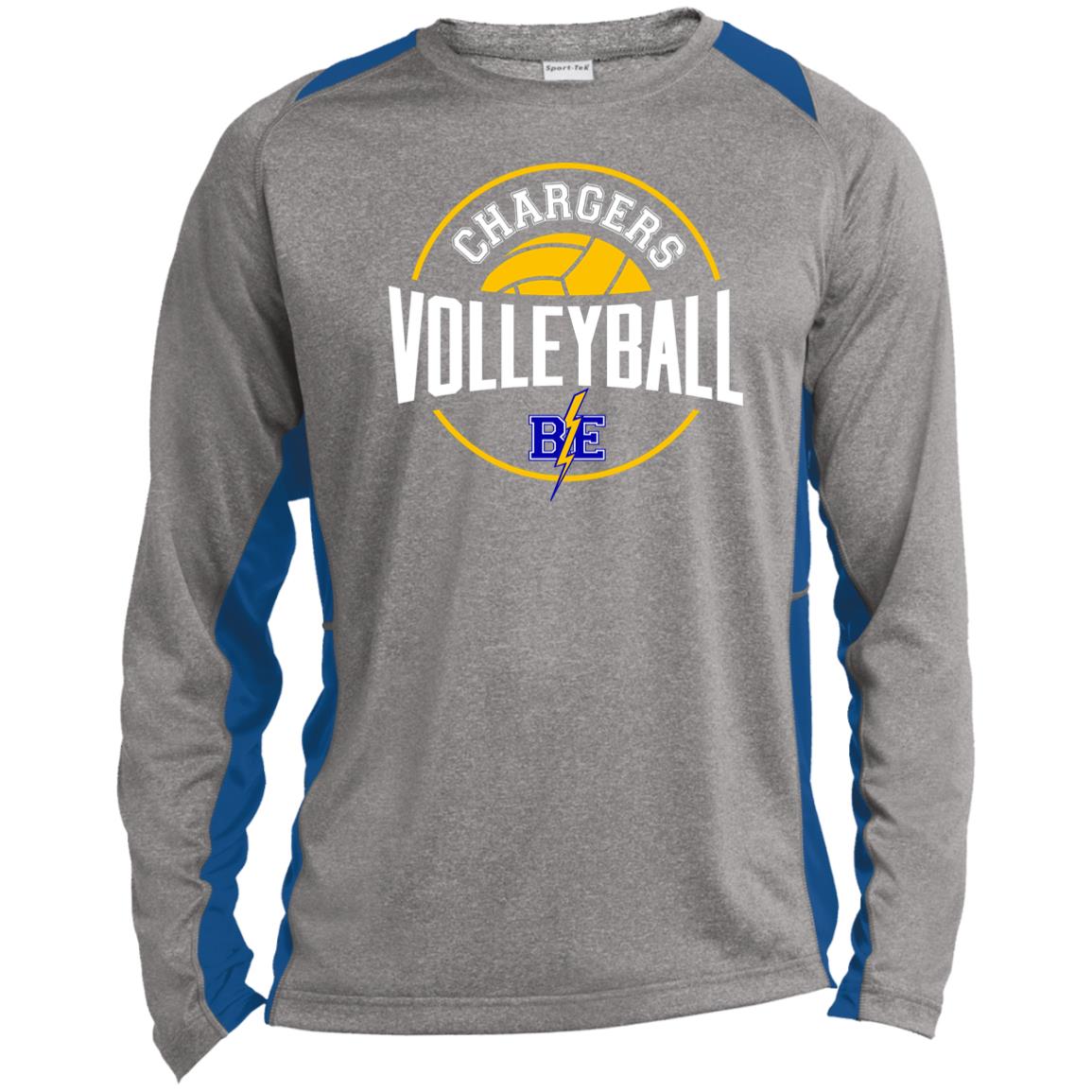 Chargers Volleyball - Long Sleeve Heather Colorblock Performance Tee