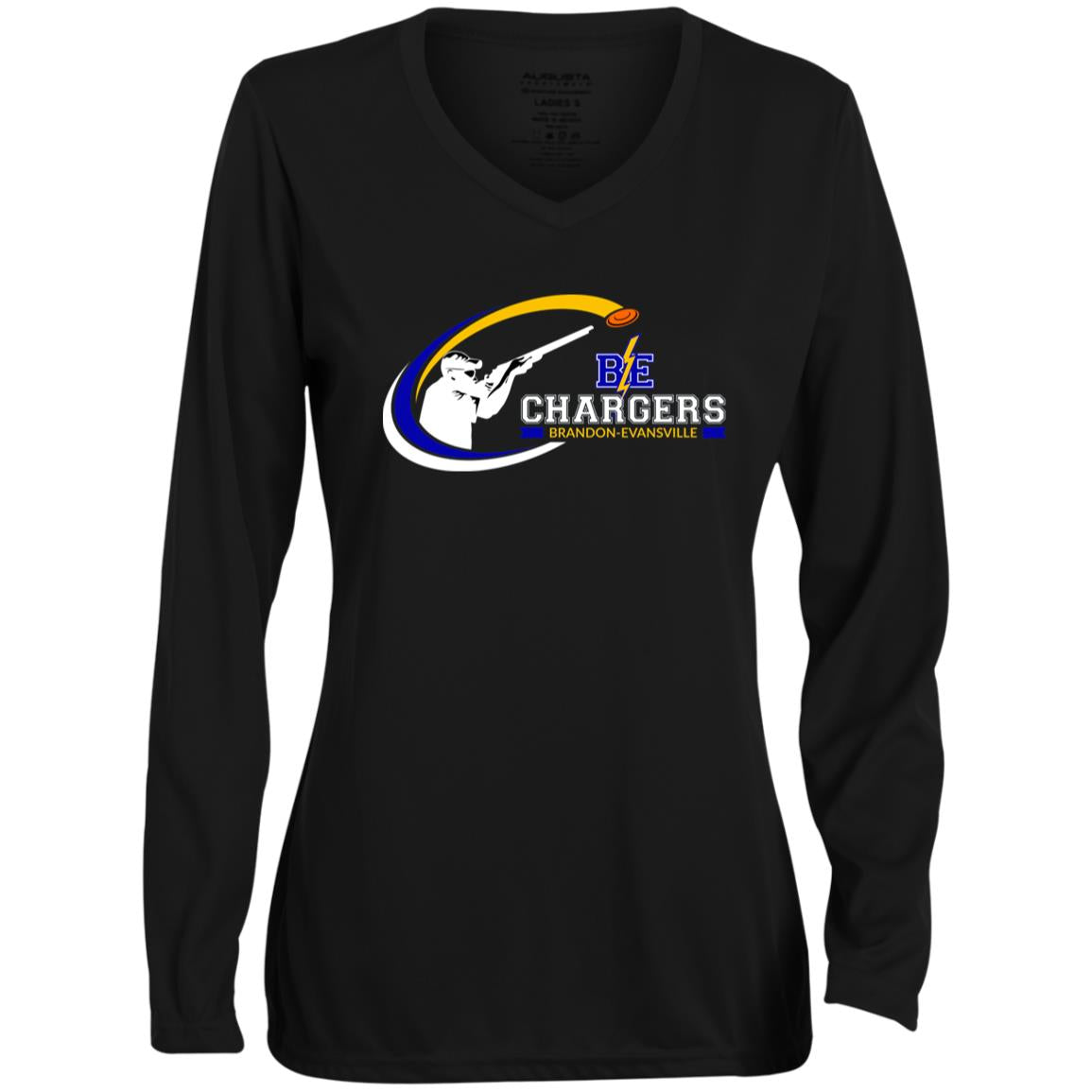 Chargers Trapshooting - Ladies' Moisture-Wicking Long Sleeve V-Neck Tee