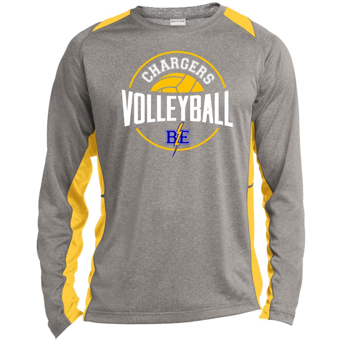 Chargers Volleyball - Long Sleeve Heather Colorblock Performance Tee