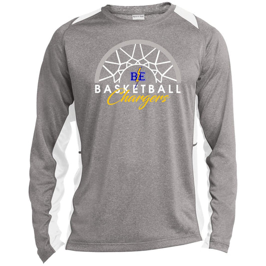 Chargers Basketball - Long Sleeve Heather Colorblock Performance Tee