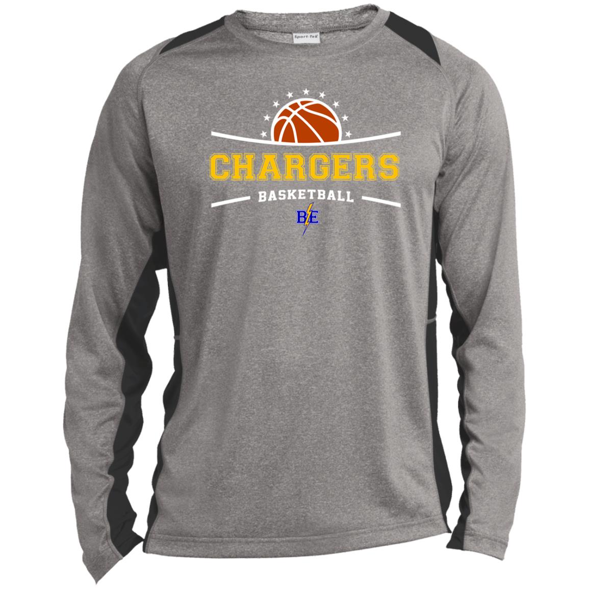 Chargers Basketball - Long Sleeve Heather Colorblock Performance Tee