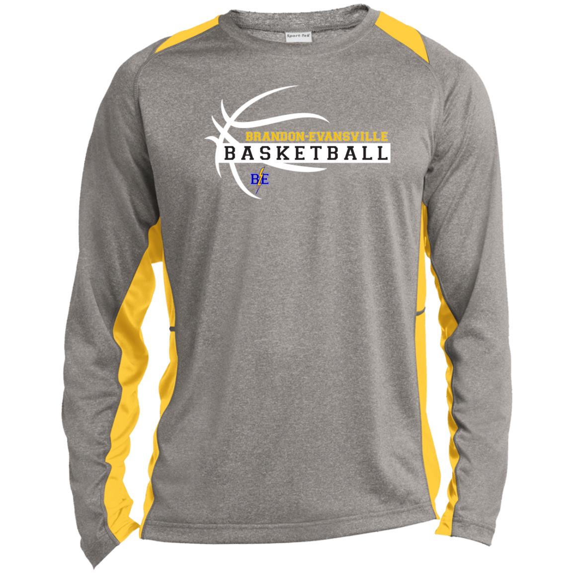 Chargers Basketball - Long Sleeve Heather Colorblock Performance Tee