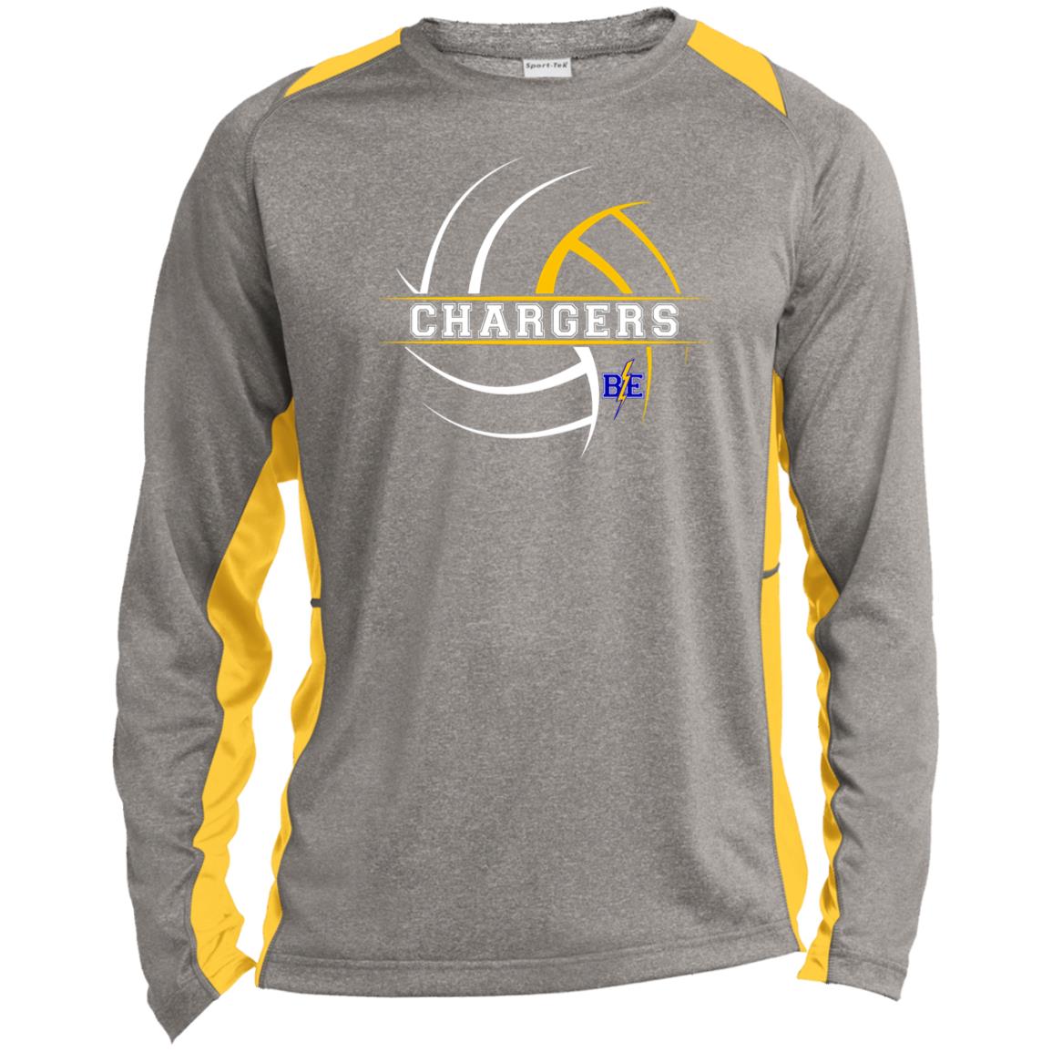 Chargers Volleyball - Long Sleeve Heather Colorblock Performance Tee