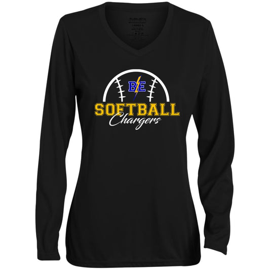 Chargers Softball - Ladies' Moisture-Wicking Long Sleeve V-Neck Tee