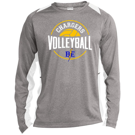 Chargers Volleyball - Long Sleeve Heather Colorblock Performance Tee