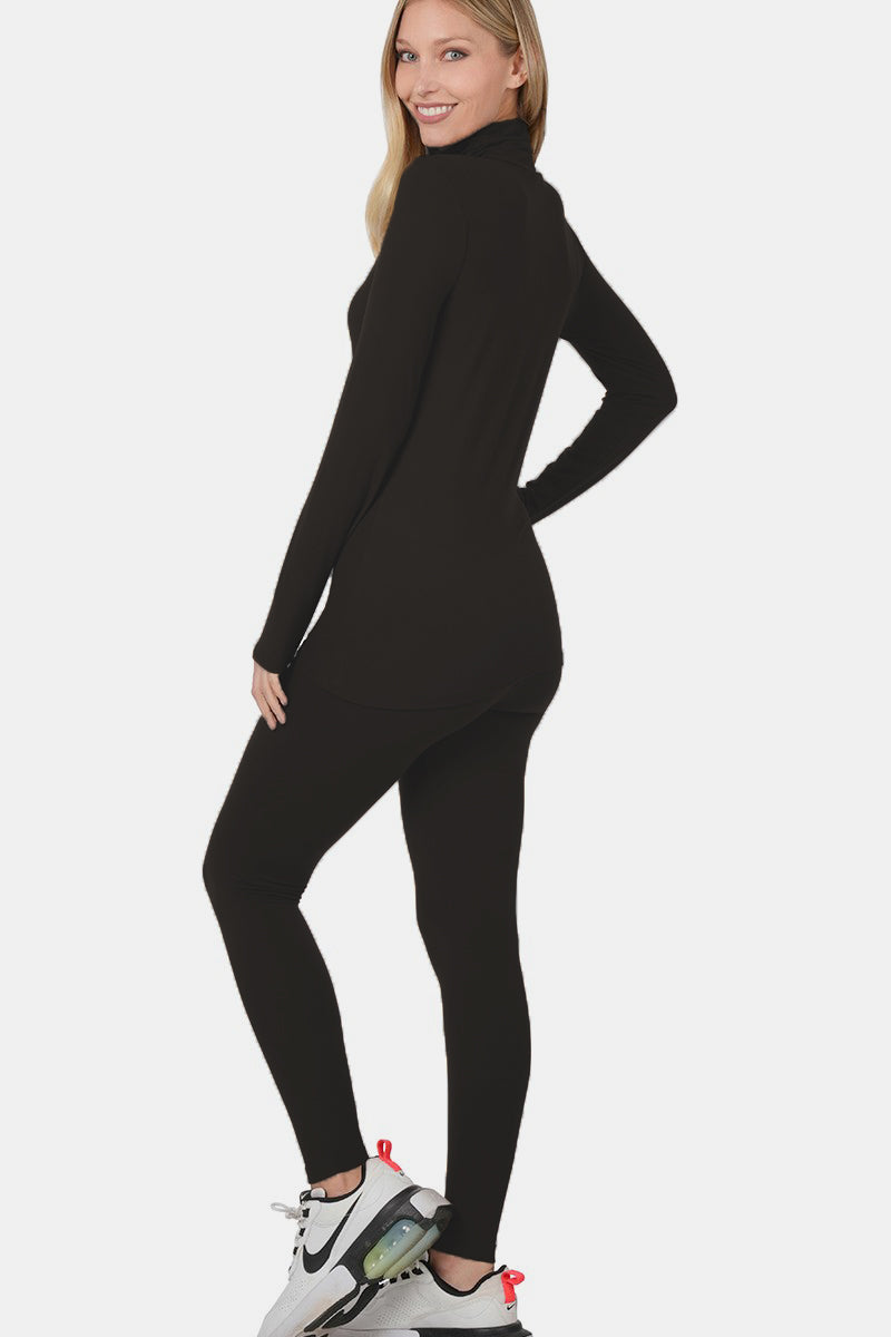 Zenana Full Size Turtleneck Top and Leggings Lounge Set