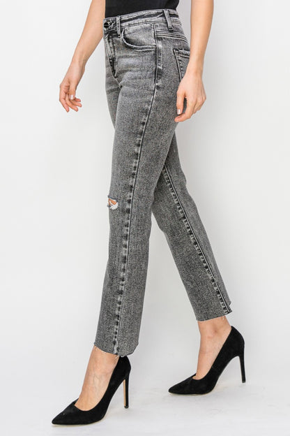 RISEN High Waist Distressed Straight Jeans