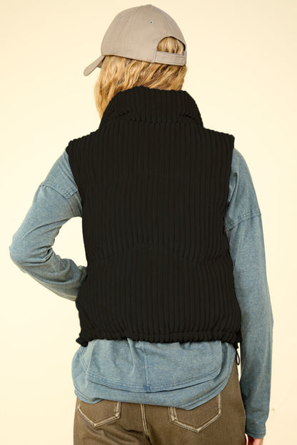 VERY J Zip Up Padded Corduroy Puffer Vest